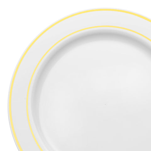 White with Gold Edge Rim Plastic Buffet Plates (9