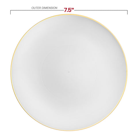 White with Gold Rim Organic Round Disposable Plastic Appetizer/Salad Plates (7.5