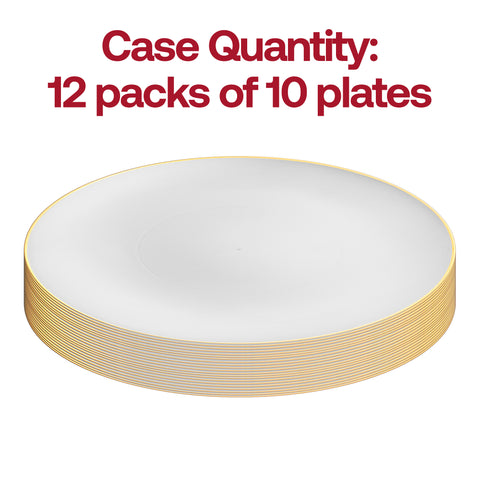 White with Gold Rim Organic Round Disposable Plastic Appetizer/Salad Plates (7.5