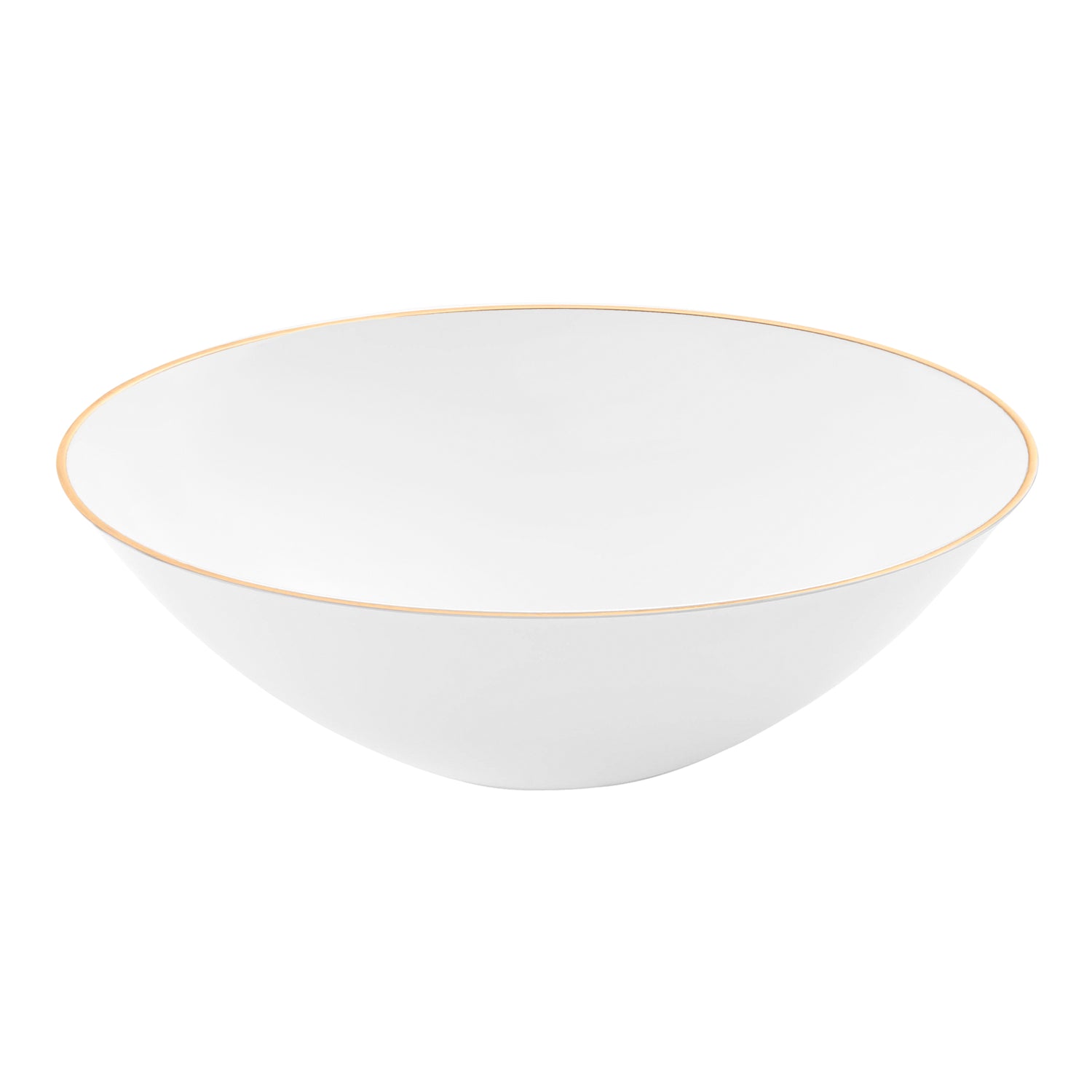 White with Gold Rim Organic Round Disposable Plastic Dessert Bowls (6 oz.) | The Kaya Collection