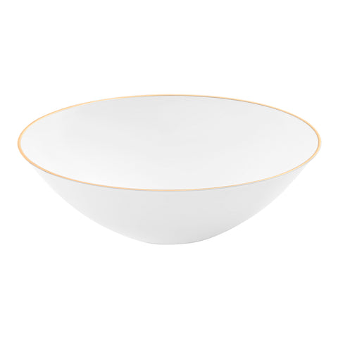 White with Gold Rim Organic Round Disposable Plastic Dessert Bowls (6 oz.) | The Kaya Collection