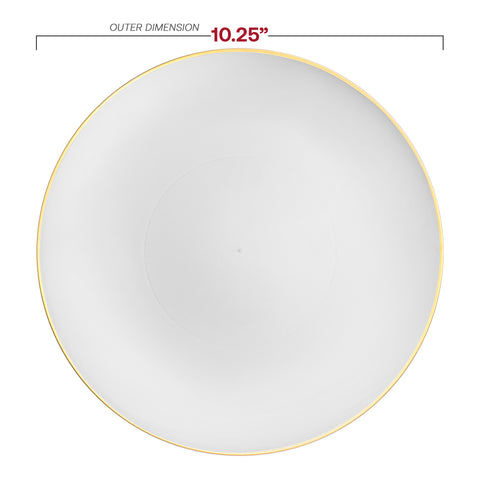 White with Gold Rim Organic Round Disposable Plastic Dinner Plates (10.25