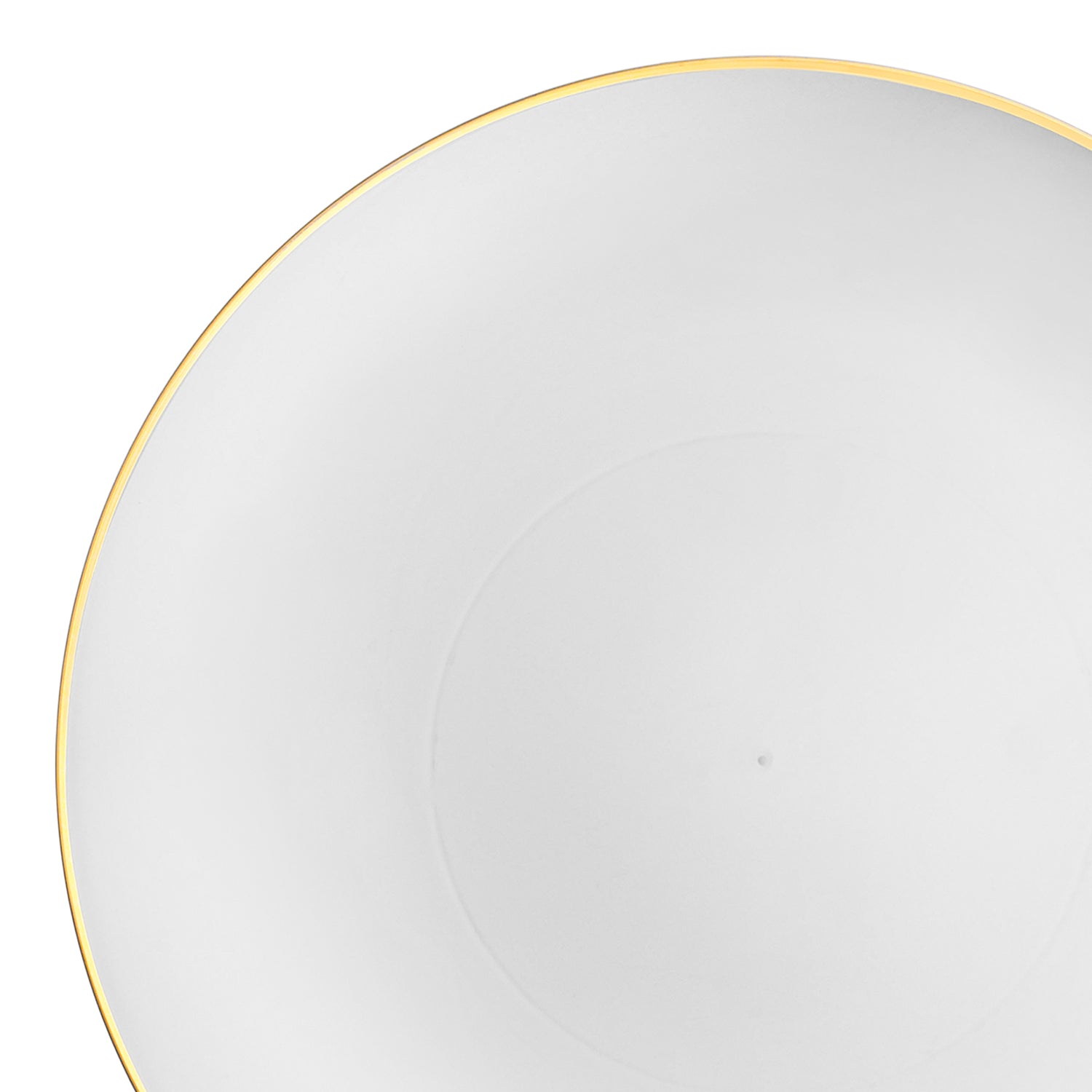 White with Gold Rim Organic Round Disposable Plastic Dinner Plates (10.25") | The Kaya Collection