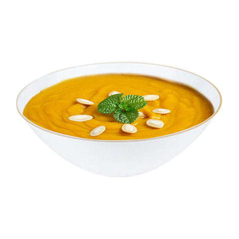 White with Gold Rim Organic Round Plastic Soup Bowls (16 oz.)