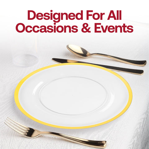 Clear with Gold Rim Round Plastic Charger Plates (13