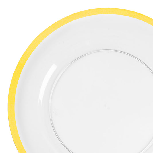 Clear with Gold Rim Round Plastic Charger Plates (13")