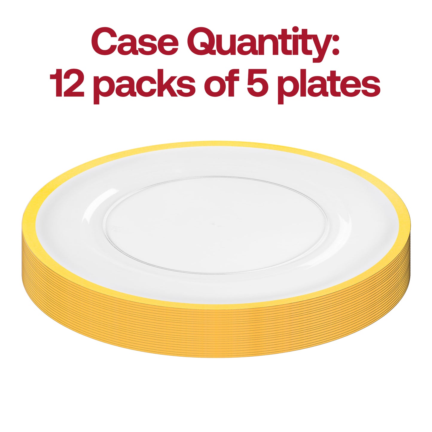 Clear with Gold Rim Round Plastic Charger Plates (13")