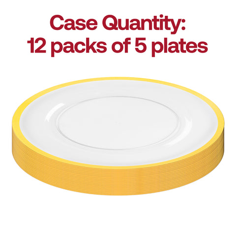 Clear with Gold Rim Round Plastic Charger Plates (13