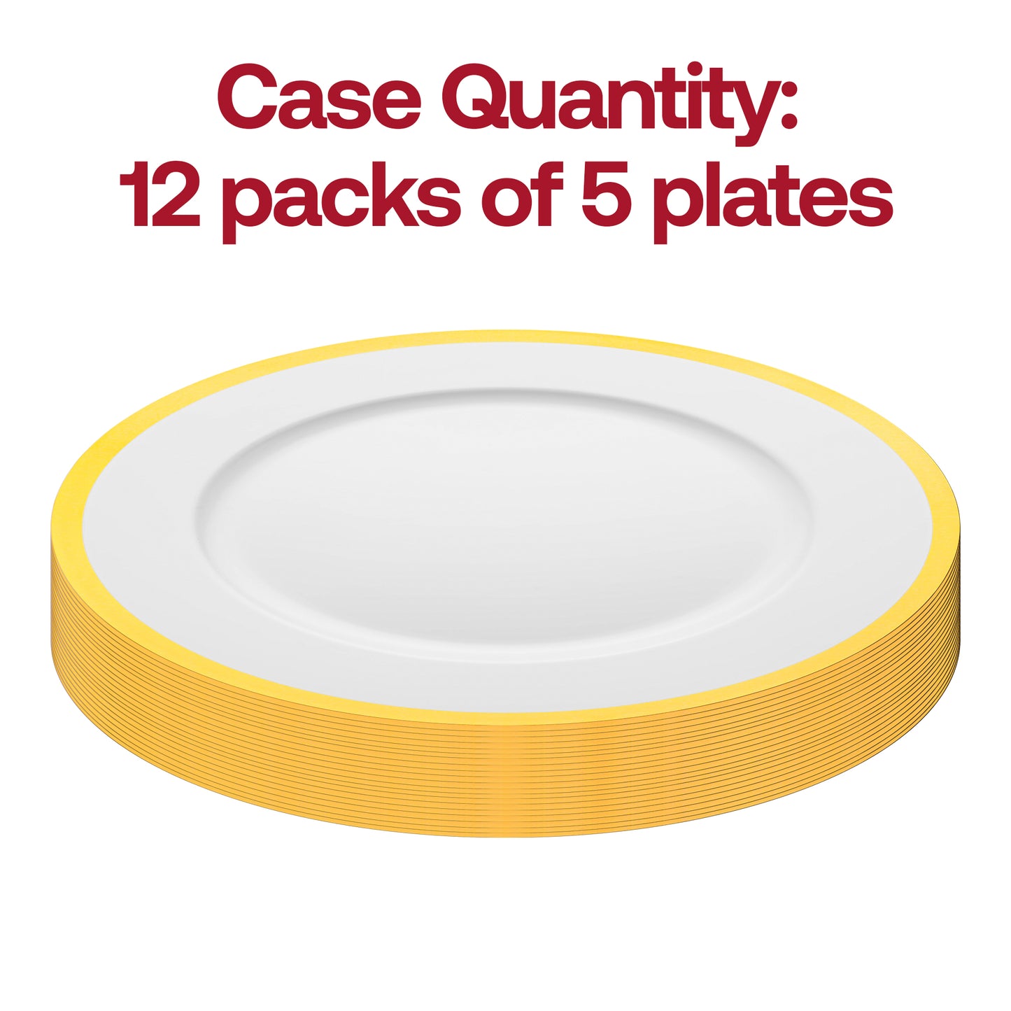 White with Gold Rim Round Plastic Charger Plates (13")