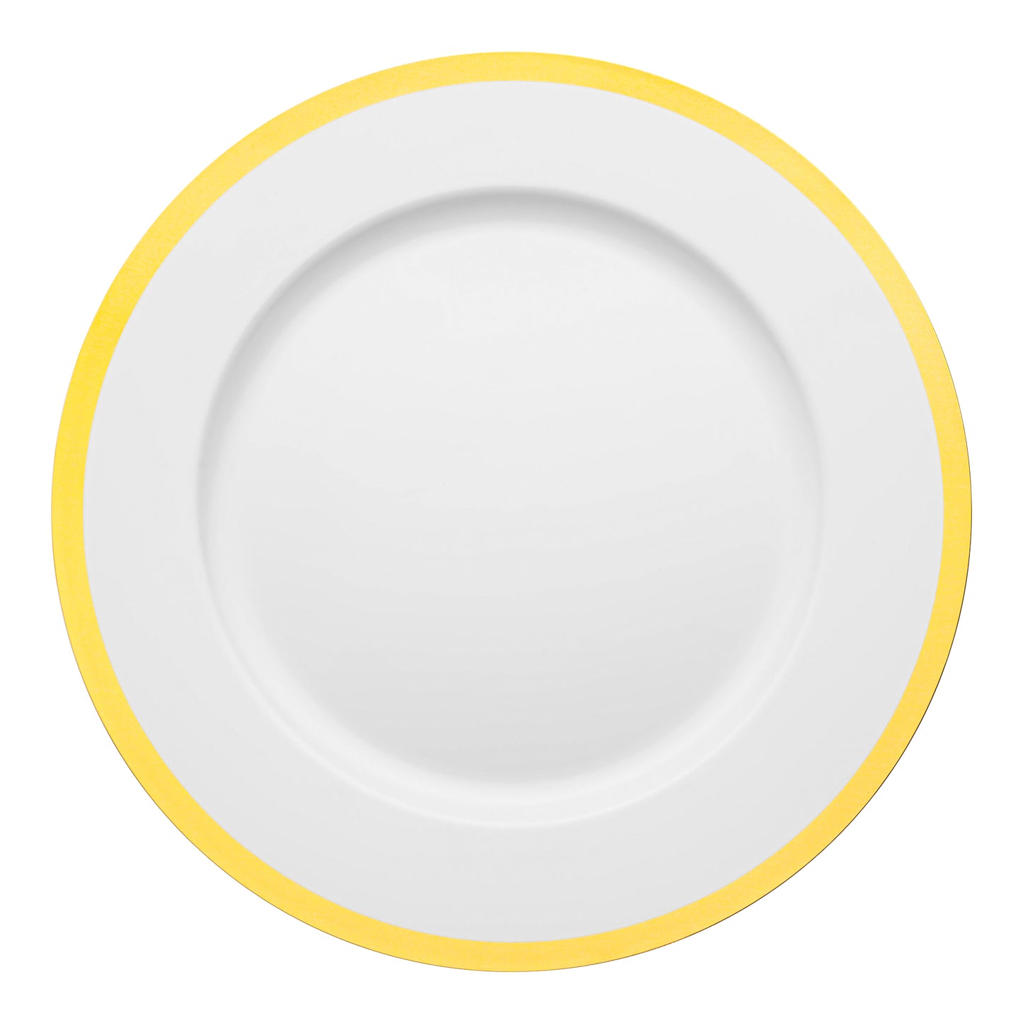 White with Gold Rim Round Plastic Charger Plates (13")