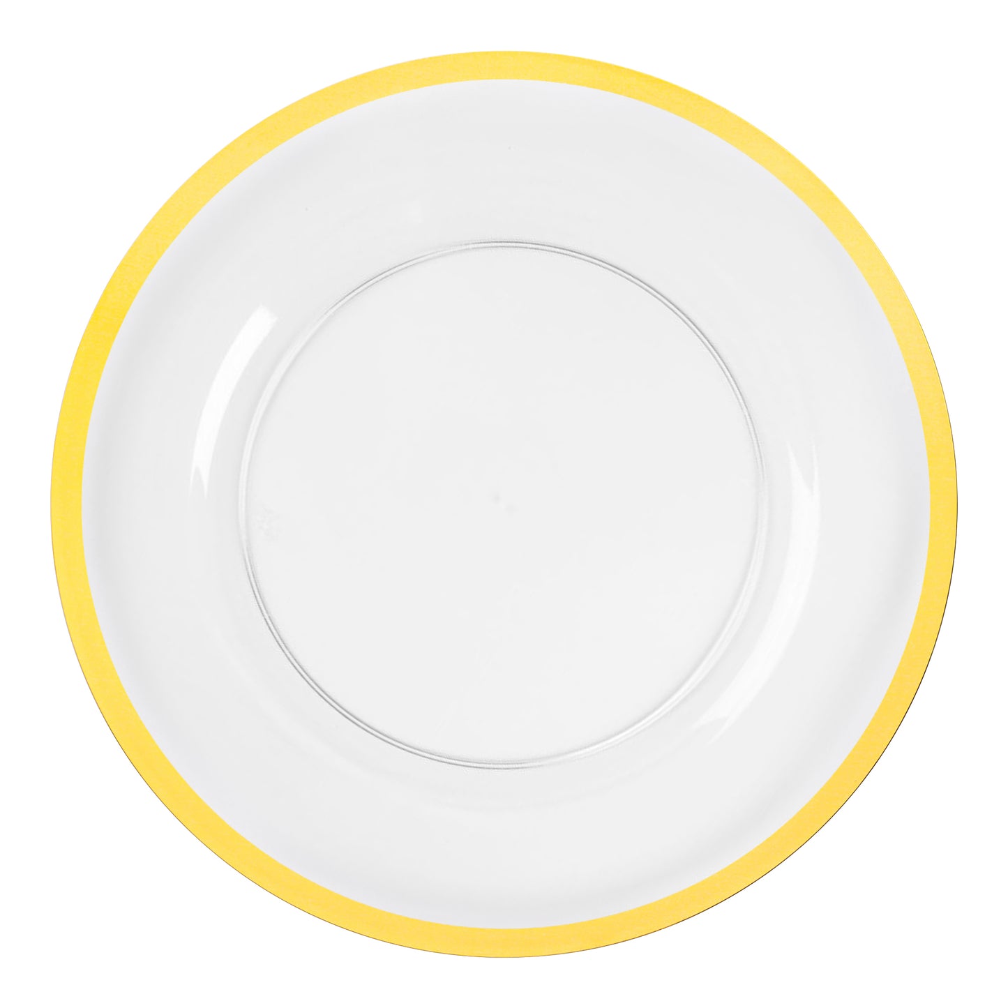 Clear with Gold Rim Round Plastic Charger Plates (13")