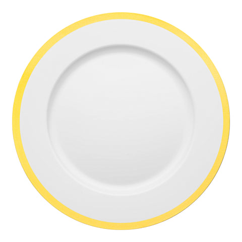 White with Gold Rim Round Plastic Charger Plates (13