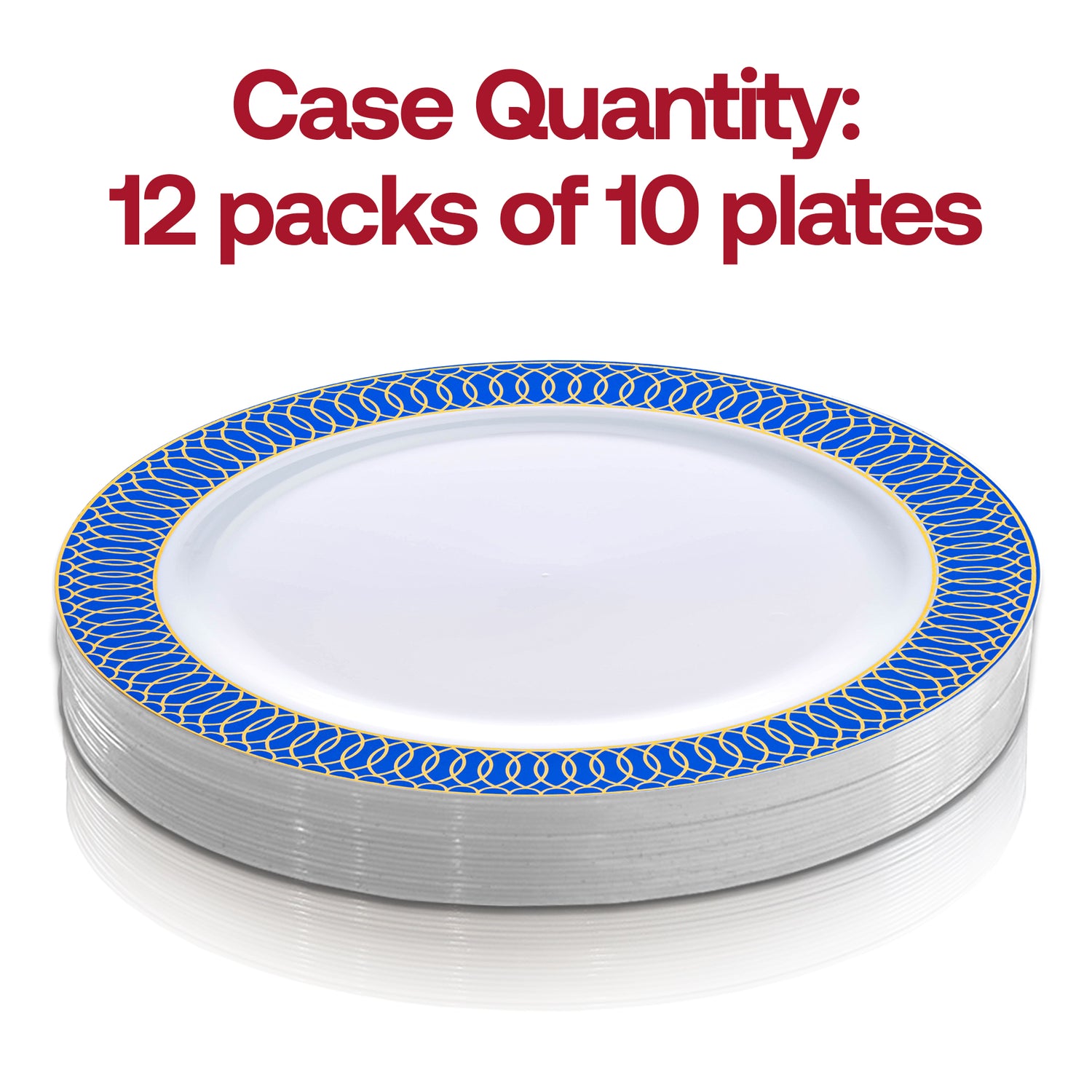 White with Gold Spiral on Blue Rim Plastic Appetizer/Salad Plates (7.5") Quantity | The Kaya Collection