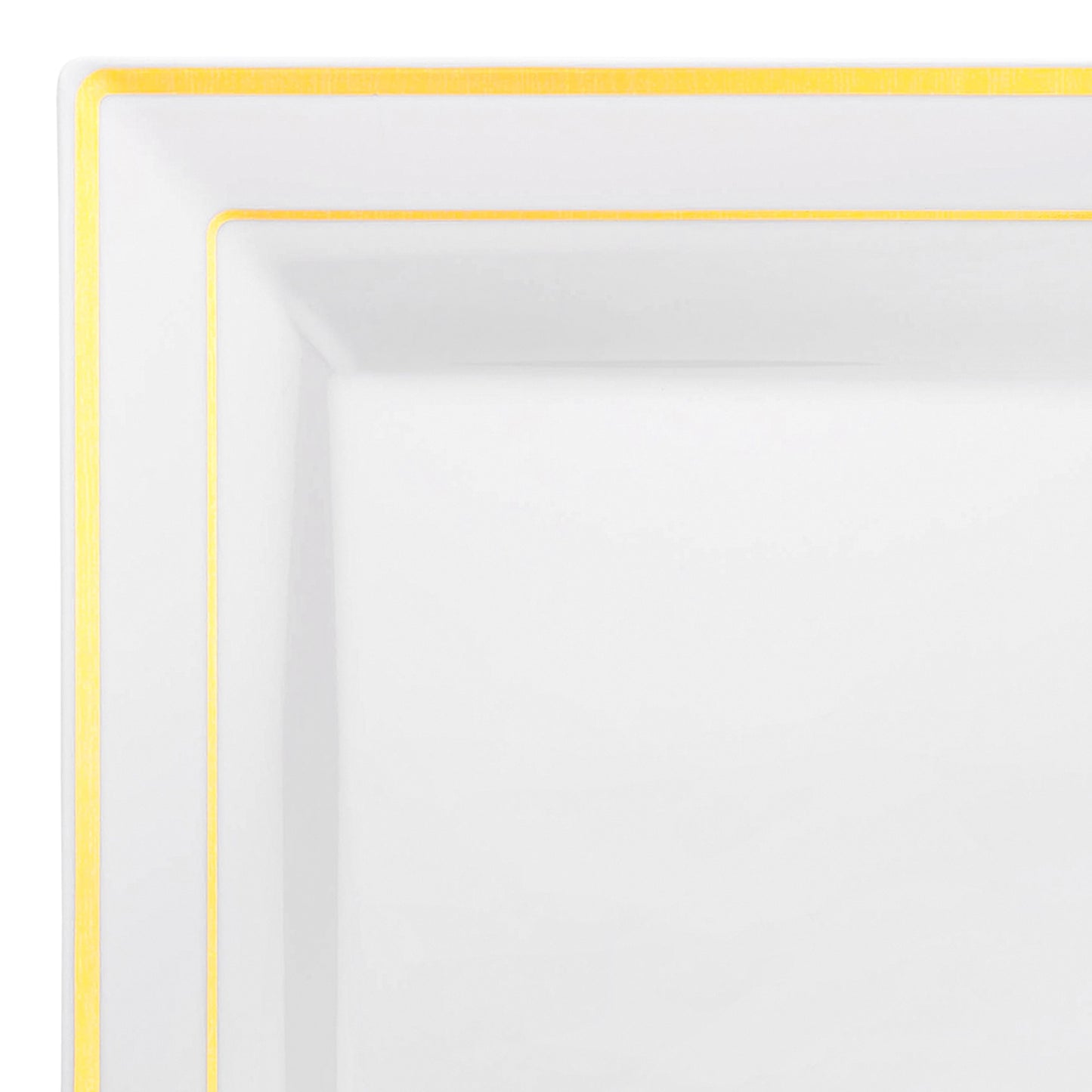 White with Gold Square Edge Rim Plastic Salad Plates (6.5")