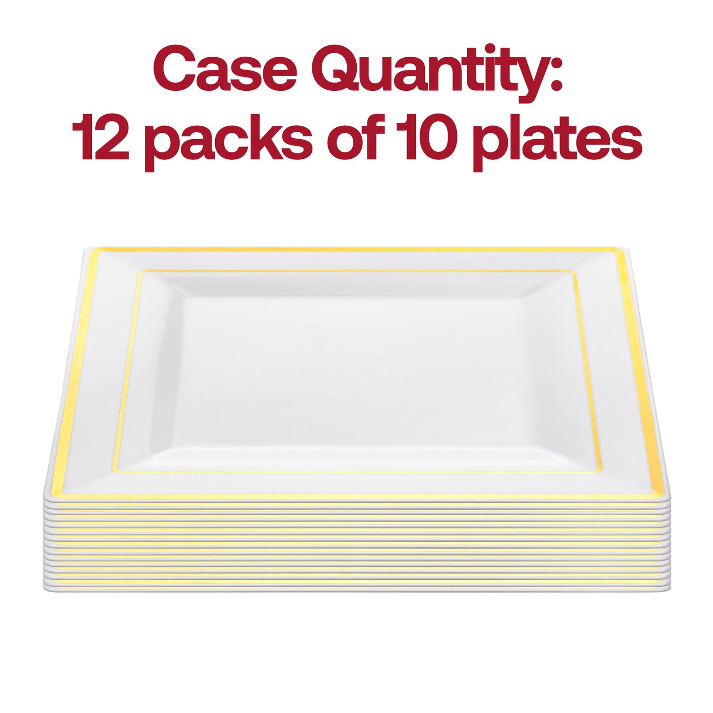 White with Gold Square Edge Rim Plastic Salad Plates (6.5")