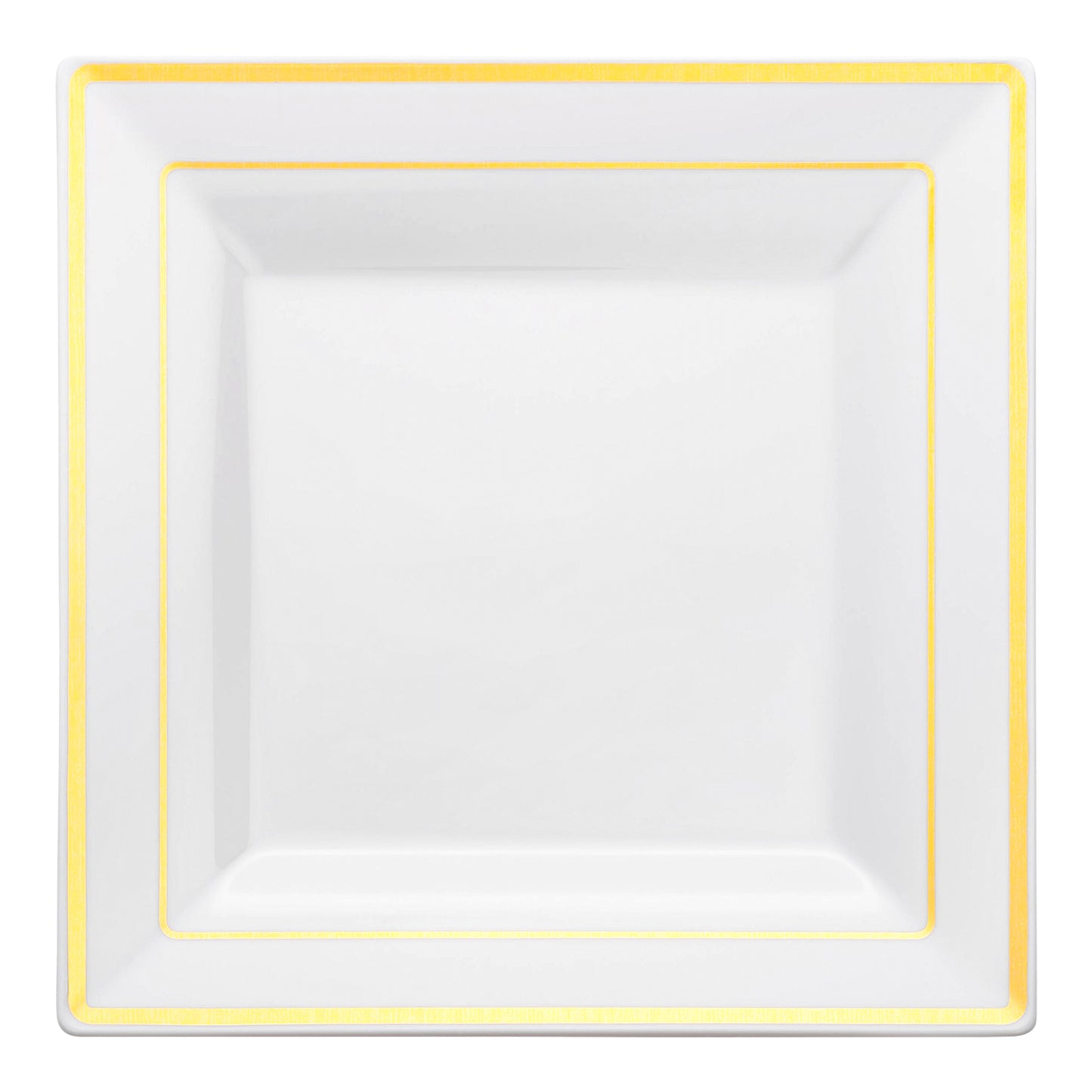 White with Gold Square Edge Rim Plastic Salad Plates (6.5")