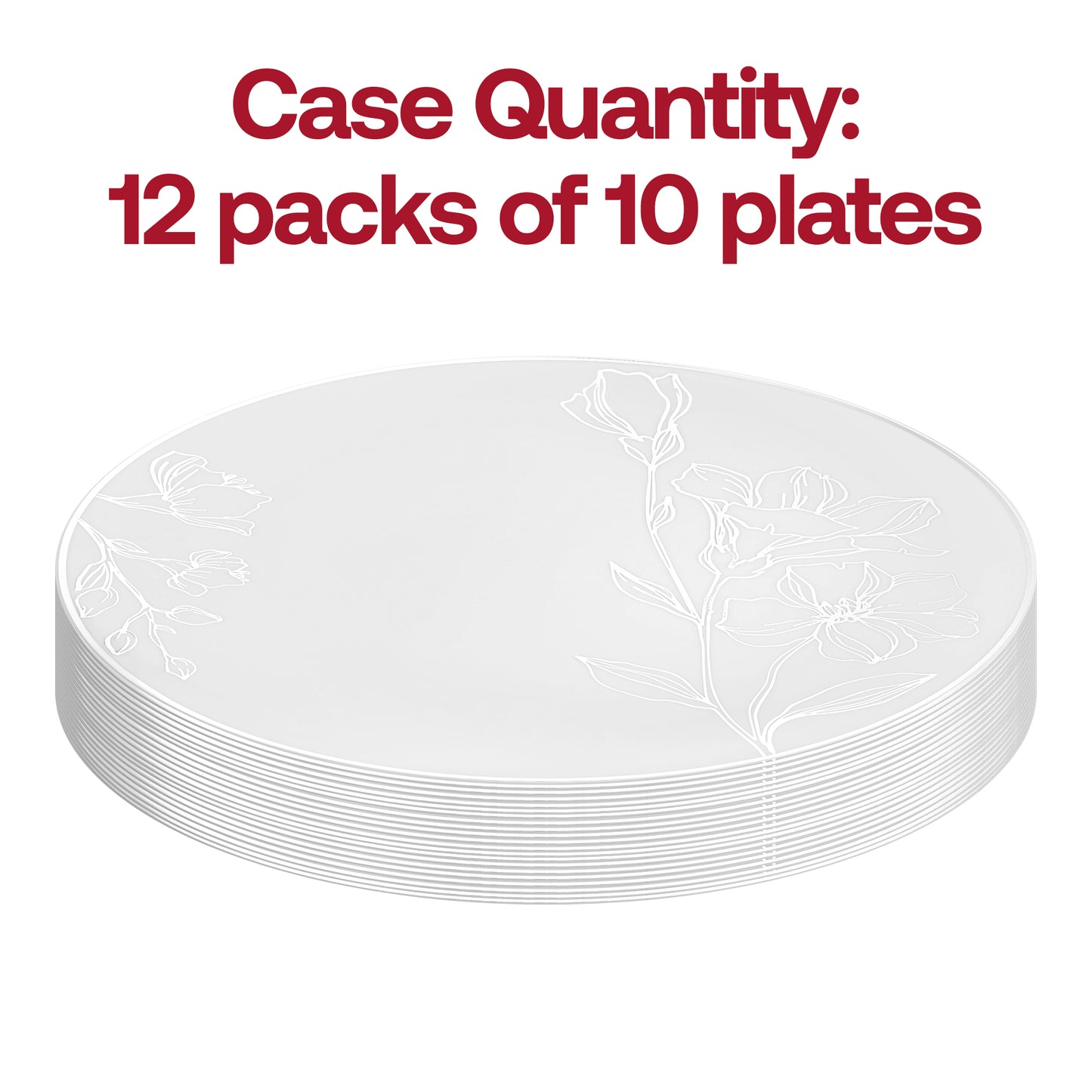 White with Silver Antique Floral Round Disposable Plastic Appetizer/Salad Plates (7.5") Quantity | The Kaya Collection
