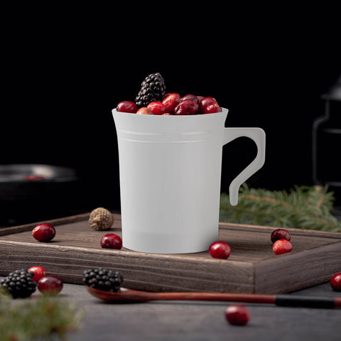 8 oz. White with Silver Edge Rim Round Disposable Plastic Coffee Mugs