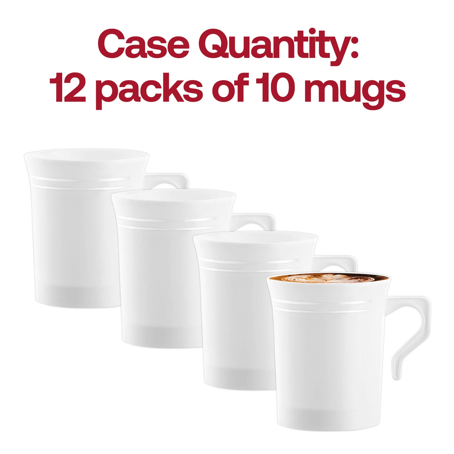 8 oz. White with Silver Edge Rim Round Disposable Plastic Coffee Mugs