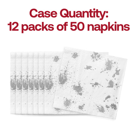 White with Silver Paint Splatter Paper Beverage/Cocktail Napkins Quantity | The Kaya Collection