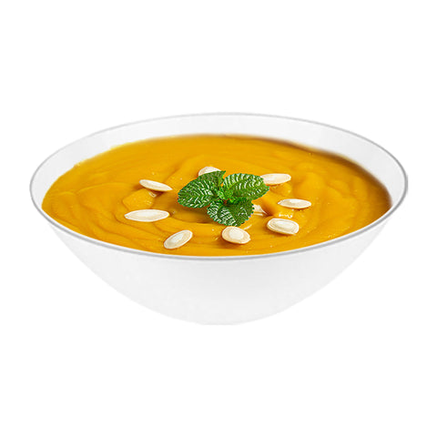 White with Silver Rim Organic Round Plastic Soup Bowls (16 oz.)