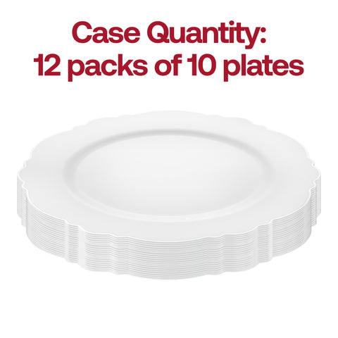 White with Silver Rim Round Blossom Disposable Plastic Appetizer/Salad Plates (7.5