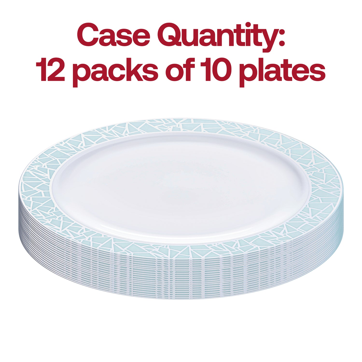 White with Turquoise Blue and Silver Mosaic Rim Round Plastic Appetizer/Salad Plates (7.5") Quantity | The Kaya Collection
