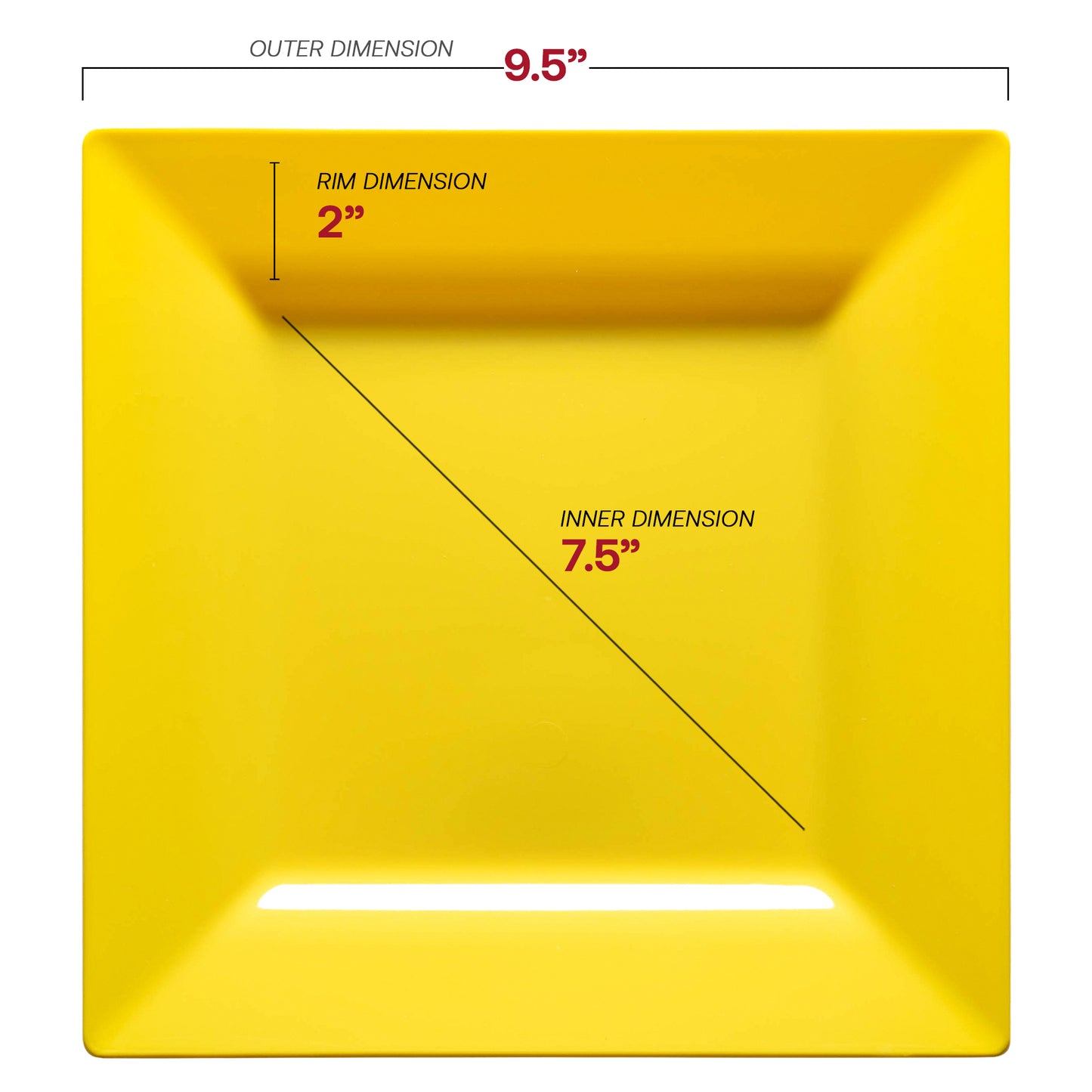 Yellow Square Disposable Plastic Dinner Plates (9.5")