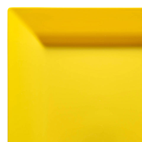 Yellow Square Disposable Plastic Dinner Plates (9.5