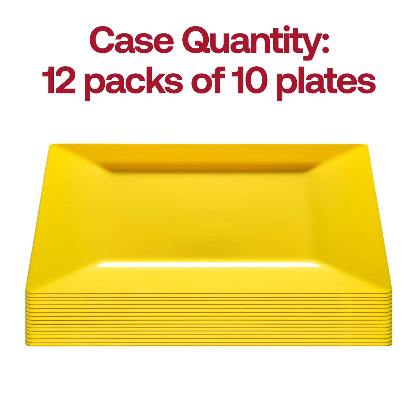 Yellow Square Disposable Plastic Dinner Plates (9.5")