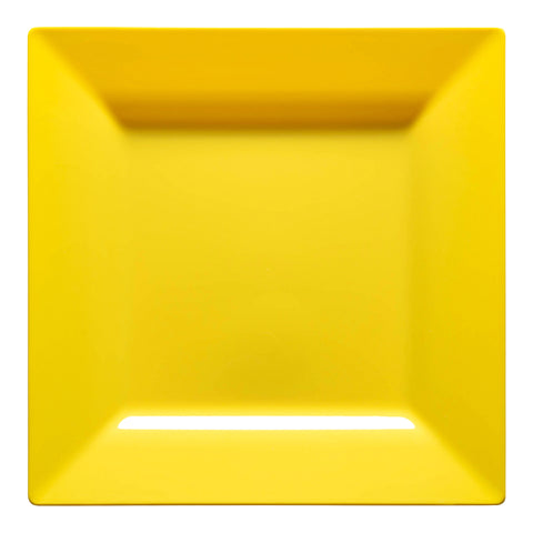Yellow Square Disposable Plastic Dinner Plates (9.5