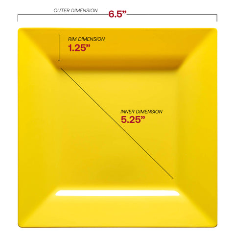 Yellow Square Disposable Plastic Cake Plates (6.5
