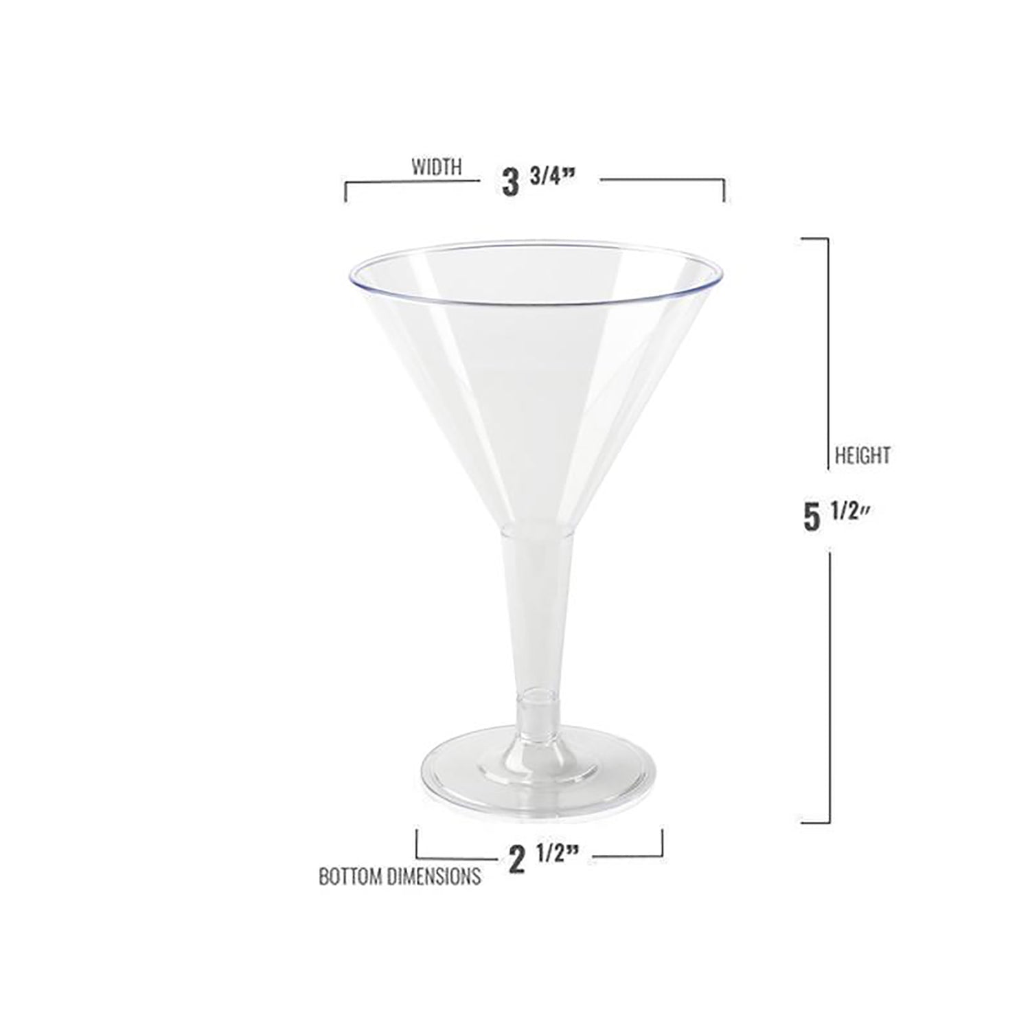 6 oz. Clear Disposable Plastic Martini Glasses Infographics | Kaya Collection
