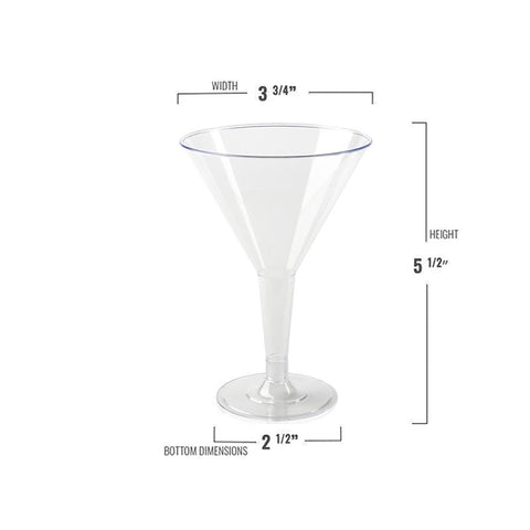 6 oz. Clear Disposable Plastic Martini Glasses Infographics | Kaya Collection