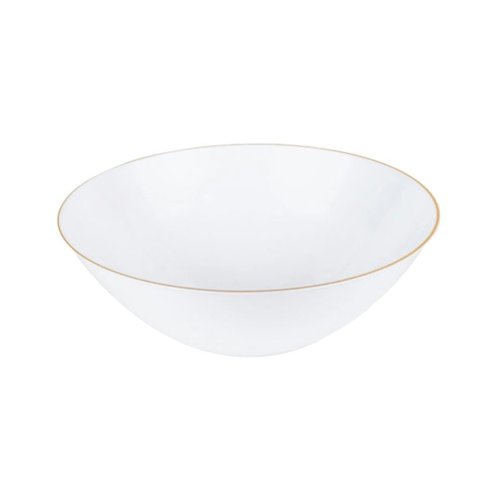 6 oz. White with Gold Rim Organic Round Disposable Dessert Bowls
